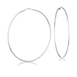Guess Silver-Tone Large Thin Hoop Earrings