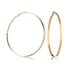 Guess Silver-Tone Large Flat Edge Hoop Earrings
