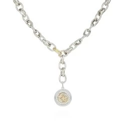 Guess Two-Tone Quatro G Crystal Logo Pendant