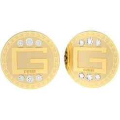 Guess G Solitaire G Coin Stud Earrings - Gold/Transparent