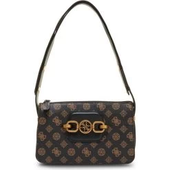 Guess Hensely Logo Shoulder Bag - Mocha Multi