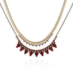 Guess Gold-Tone Siam Stone Necklaces - Set Of 2