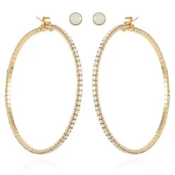 Guess Gold-Tone Opal Hoop & Stud 2pc. Earrings Set