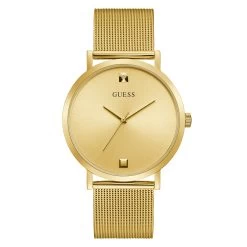 Mens Guess Gold-Tone Diamond Marker Watch - GW0248G2